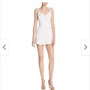 Parker white Cartagena ruffle neck romper